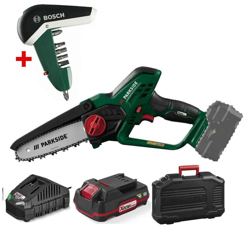 PARKSIDE 20V Akku-Gehölzschneider PAGHS 20-Li +Bosch Pocket Bitbox ,+ Akku 2.0 Ah / Ladegerät