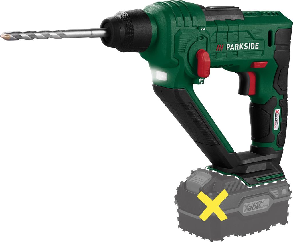 PARKSIDE Akku Bohrhammer Meißel PABH 20-Li D4 20V SDS-Plus ohne Akku&Ladegerät